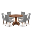 East West Furniture Irving 7-Piece Dining Table Set in Walnut Finish