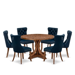East West Furniture Irving 7-Piece Dining Table Set in Walnut Finish