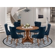 East West Furniture Irving 7-Piece Dining Table Set in Walnut Finish