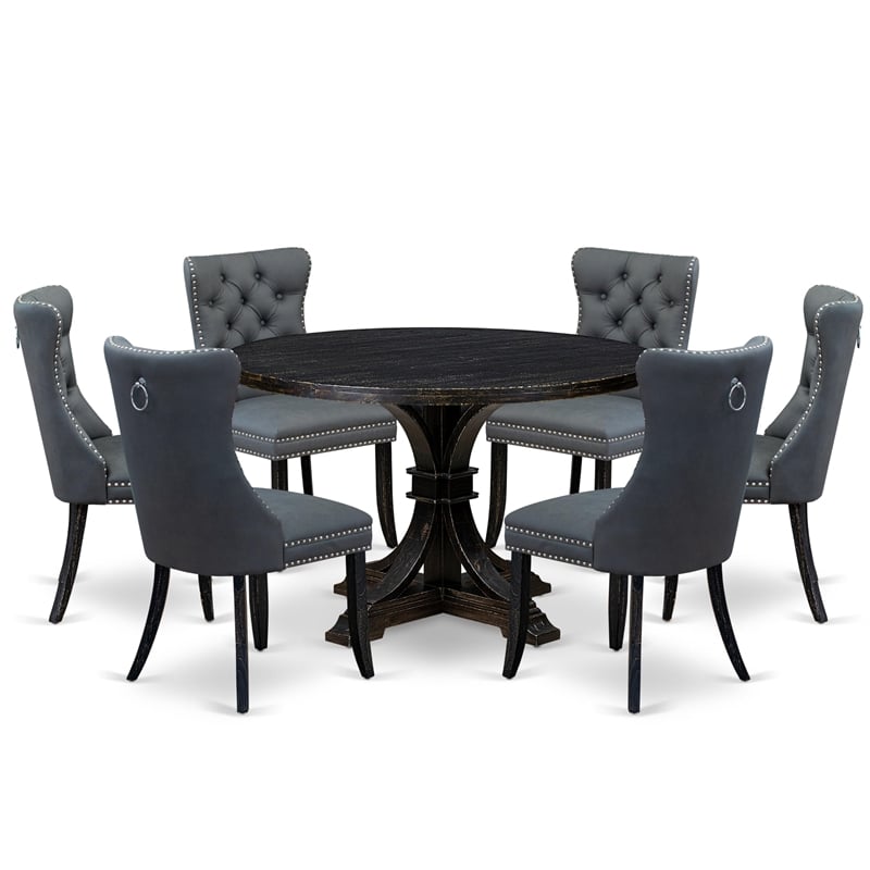 East West Furniture Irving 7-Piece Modern Dining Table Set in Black Finish