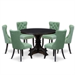 East West Furniture Irving 7 Piece Round Dining Table Set in Black Finish
