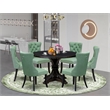 East West Furniture Irving 7 Piece Round Dining Table Set in Black Finish