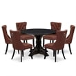 East West Furniture Irving 7 Piece Round Kitchen Table Set in Black Finish