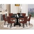 East West Furniture Irving 7 Piece Round Kitchen Table Set in Black Finish