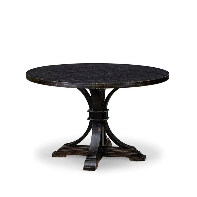 East West Furniture Irving 7 Piece Round Kitchen Table Set in Black Finish