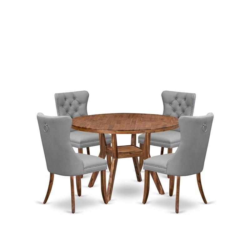East West Furniture Irving 5-Piece Dining Table Set in Walnut Finish