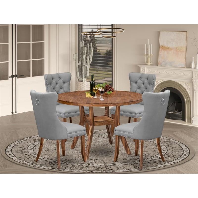 East West Furniture Irving 5-Piece Dining Table Set in Walnut Finish