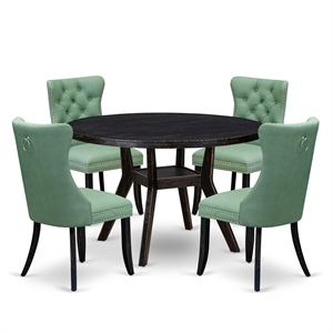 East West Furniture Irving 5 Piece Round Dining Room Set in Black Finish