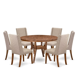 East West Furniture Irving 7-Piece Modern Dining Table Set in Walnut Finish