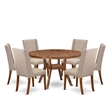 East West Furniture Irving 7-Piece Modern Dining Table Set in Walnut Finish
