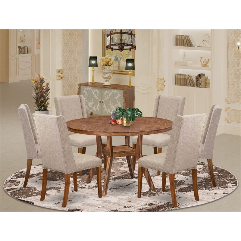 East West Furniture Irving 7-Piece Modern Dining Table Set in Walnut Finish