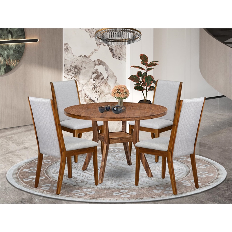 East West Furniture Irving 5-Piece Mid-Century Kitchen Set in Walnut Finish