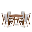 East West Furniture Irving 7-Piece Dining Table Set in Walnut Finish