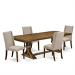 East West Furniture Laneville 5-Piece Dining Table Set in Walnut Finish