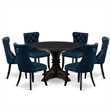 East West Furniture Irving 7 Piece Round Dining Table Set in Black Finish