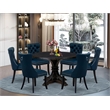 East West Furniture Irving 7 Piece Round Dining Table Set in Black Finish