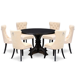 East West Furniture Irving 7-Piece Kitchen Table Set in Black Finish