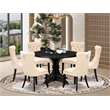 East West Furniture Irving 7-Piece Kitchen Table Set in Black Finish