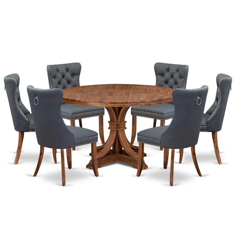East West Furniture Irving 7-Piece Modern Dining Table Set in Walnut Finish