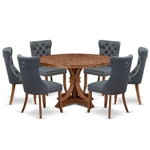 East West Furniture Irving 7-Piece Modern Dining Table Set in Walnut Finish