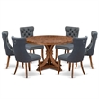 East West Furniture Irving 7-Piece Modern Dining Table Set in Walnut Finish