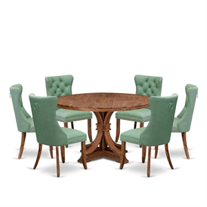 East West Furniture Irving 7-Piece Kitchen Table Set in Walnut Finish