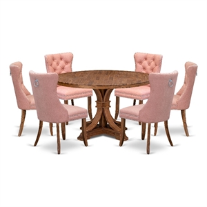 East West Furniture Irving 7-Piece Mid Century Dining Set in Walnut Finish