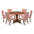 East West Furniture Irving 7-Piece Mid Century Dining Set in Walnut Finish