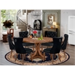East West Furniture Irving 7-Piece Dining Table Set in Walnut Finish
