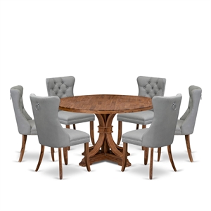 East West Furniture Irving 7-Piece Modern Dining Table Set in Walnut Finish