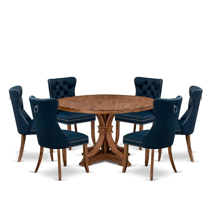 East West Furniture Irving 7-Piece Mid-Century Kitchen Table Set in Walnut