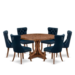East West Furniture Irving 7-Piece Mid-Century Kitchen Table Set in Walnut