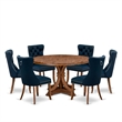 East West Furniture Irving 7-Piece Mid-Century Kitchen Table Set in Walnut