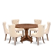 East West Furniture Irving 7-Piece Dining Table Set in Walnut Finish
