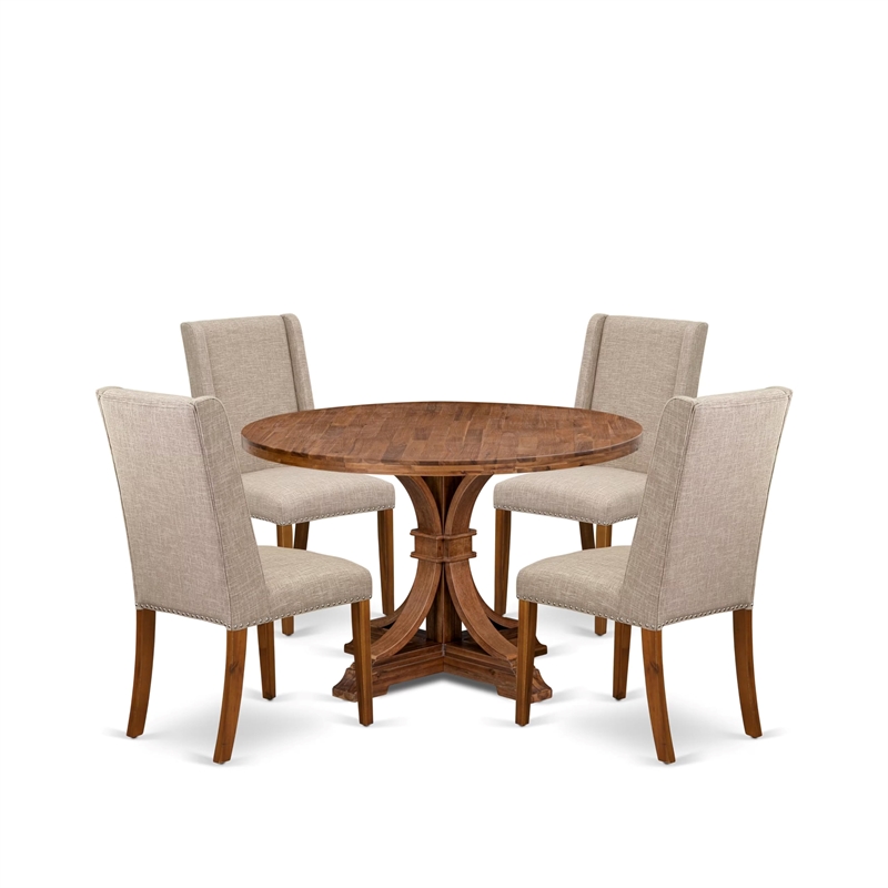 East West Furniture Irving 5-Piece Dining Table Set in Walnut Finish
