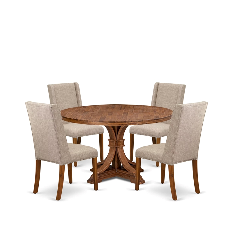 East West Furniture Irving 5-Piece Mid-Century Dining Table Set in Walnut Finish