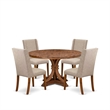 East West Furniture Irving 5-Piece Mid-Century Dining Table Set in Walnut Finish