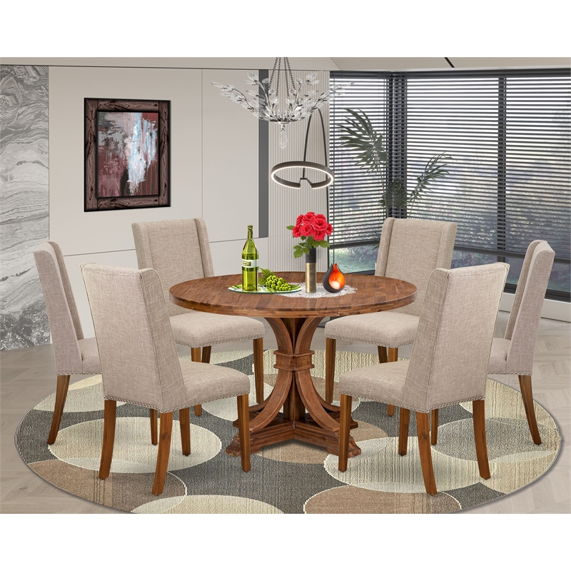 East West Furniture Irving 7-Piece Modern Dining Table Set in Walnut Finish
