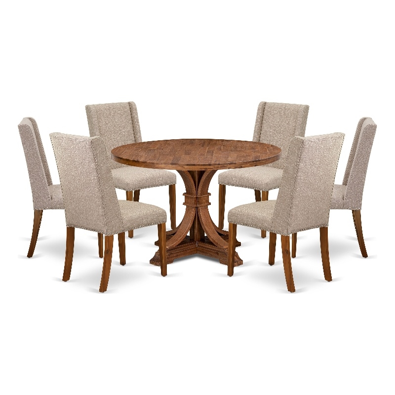East West Furniture Irving 7-Piece Modern Dining Table Set in Walnut Finish