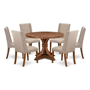 East West Furniture Irving 7-Piece Modern Dining Table Set in Walnut Finish