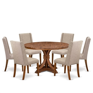 East West Furniture Irving 7-Piece Dining Table Set in Walnut Finish