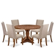 East West Furniture Irving 7-Piece Dining Table Set in Walnut Finish