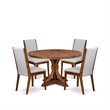 East West Furniture Irving 5-Piece Dining Table Set in Walnut Finish
