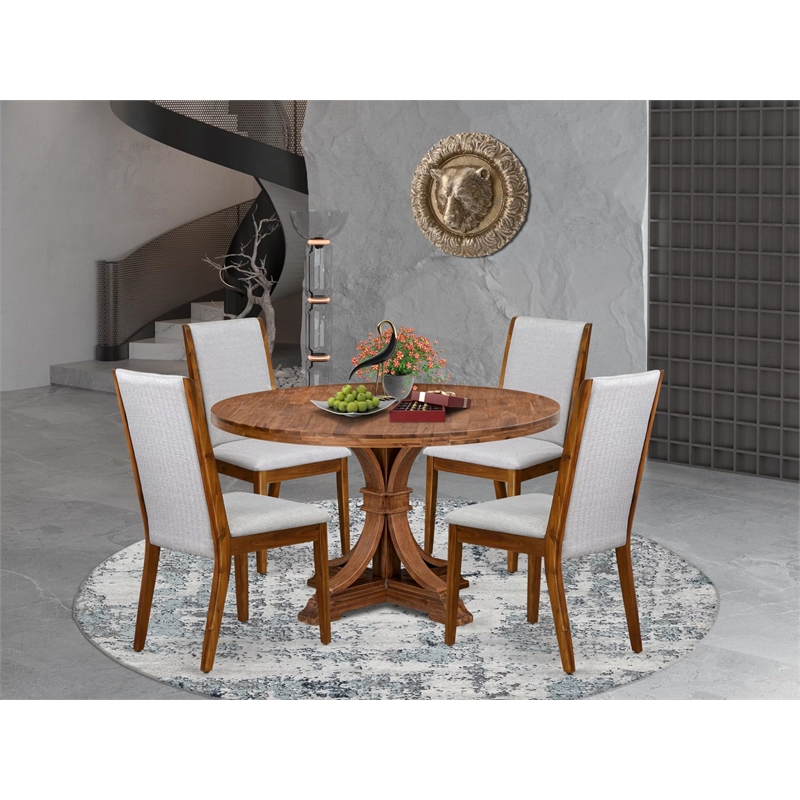 East West Furniture Irving 5-Piece Dining Table Set in Walnut Finish