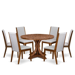 East West Furniture Irving 7-Piece Kitchen Table Set in Walnut Finish