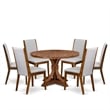 East West Furniture Irving 7-Piece Kitchen Table Set in Walnut Finish