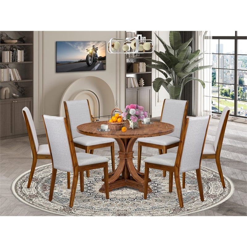 East West Furniture Irving 7-Piece Kitchen Table Set in Walnut Finish