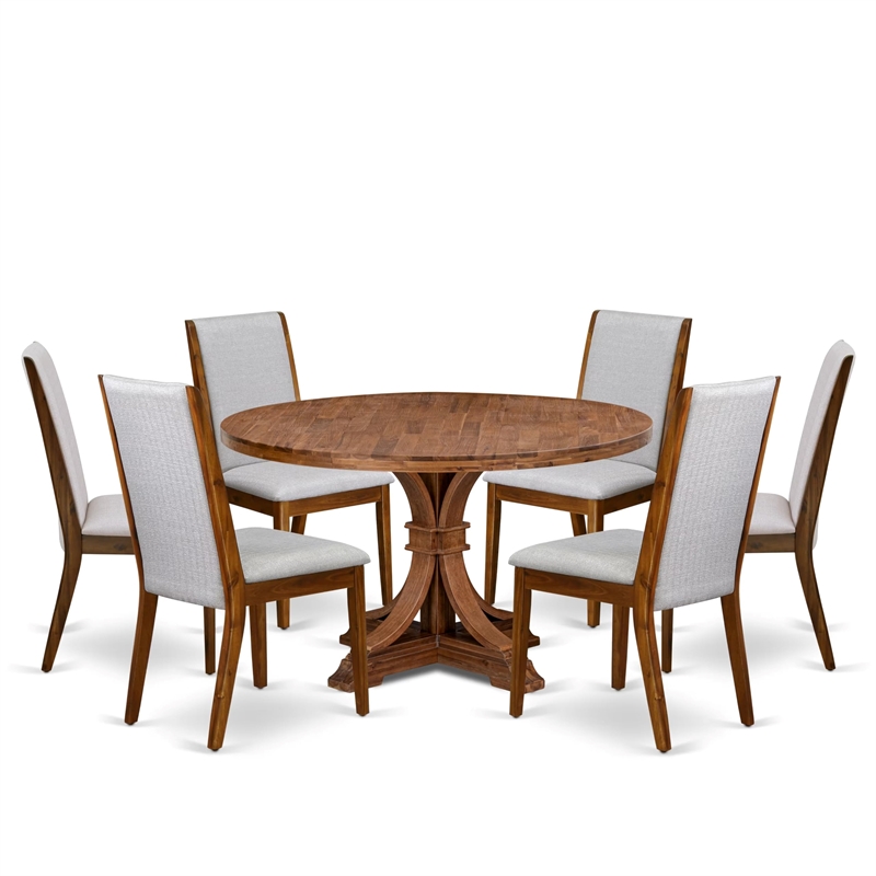 East West Furniture Irving 7-Piece Modern Dining Table Set in Walnut Finish