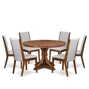 East West Furniture Irving 7-Piece Modern Dining Table Set in Walnut Finish