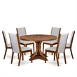 East West Furniture Irving 7-Piece Modern Dining Table Set in Walnut Finish